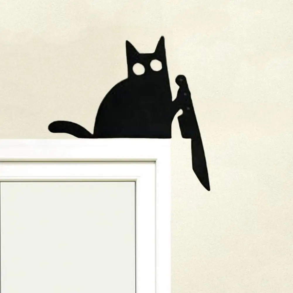 

Reversible Door Decoration Cute Cat Door Cover Metal Cat Door Topper Reversible Halloween Christmas Decoration Vintage for Wall
