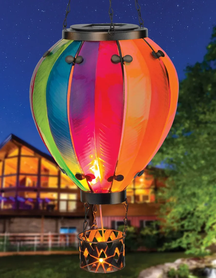 Flickering Flame Light hot air balloon garden decoration hanging lantern solar hot balloon