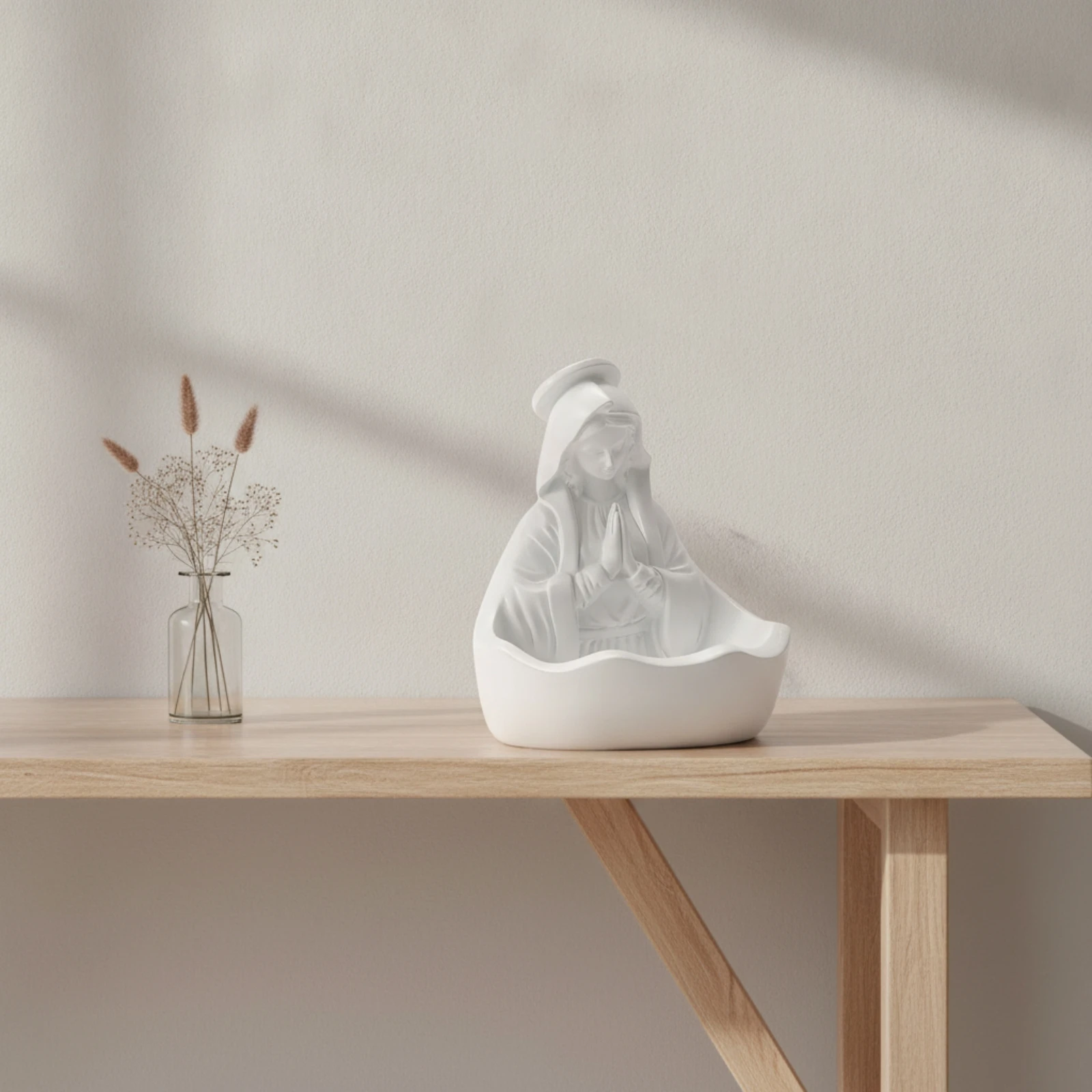 Statue with Bowl Tabletop Bowl Figurine Home Decor Sculpted for Collectors, Altar, Entryway