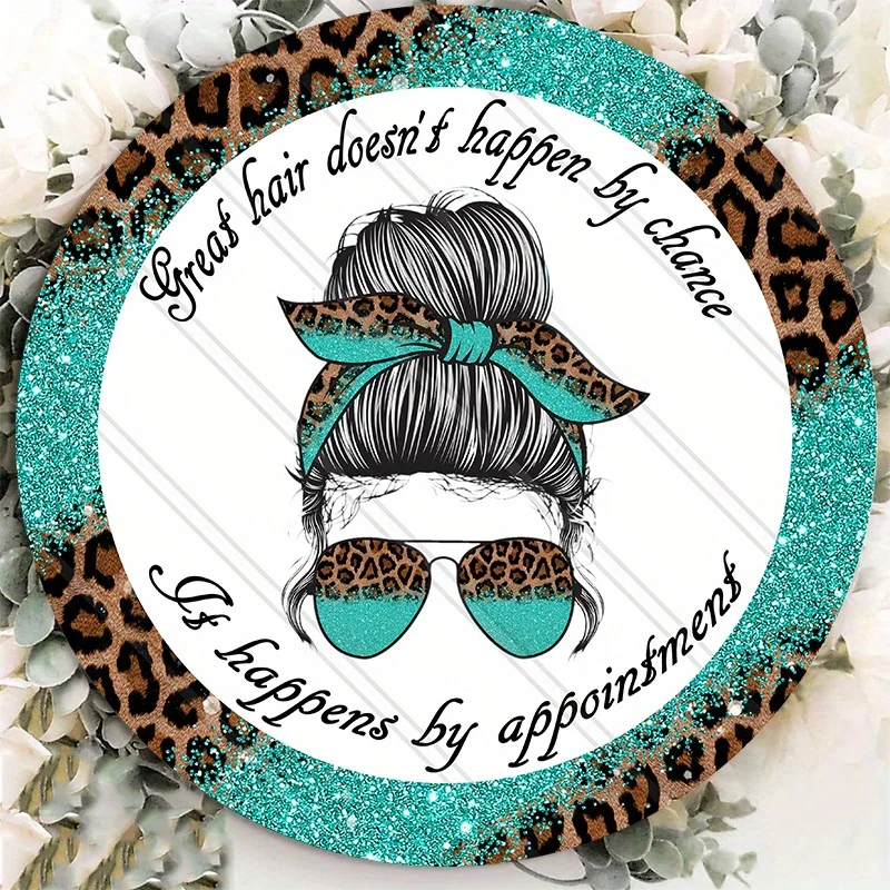 

Stylish Aluminum Metal Sign, Stylish Hair Salon Decor, Leopard and Turquoise Accents, Durable and Weather-Resistant Home Decor
