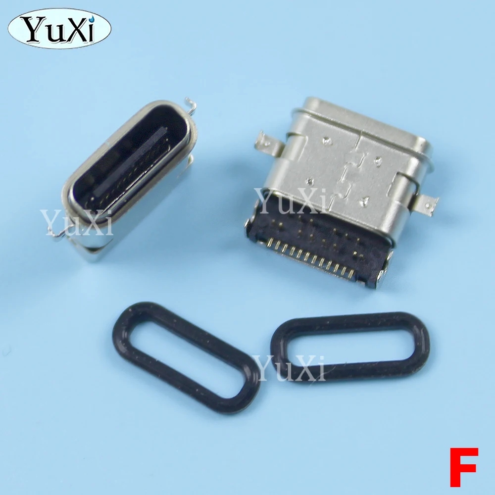 1Piece Type-C Female Waterproof Socket USB 2.0 Connector Rubber Ring Fast Charging Port High Current Tail Plug For Phone Repair