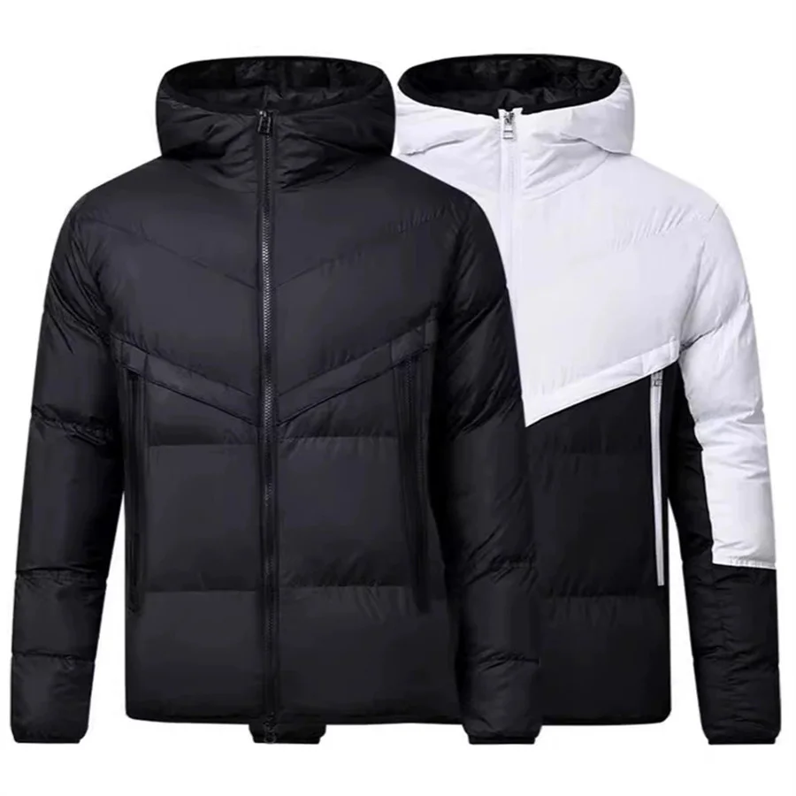 Mixed Color Men's Winter Jacket Hooded Short Cotton Padded Coat Men Casual Zipper Hoodies Cold-proof Warm Parkas Outerwear