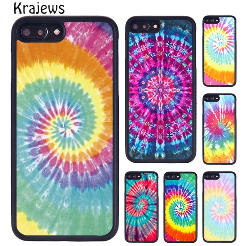 Krajews Colorful Tie Dye Rainbow Hippie Art Phone Case For iPhone 16 15 14 plus 11 12 mini 13 Pro XR XS Max coque