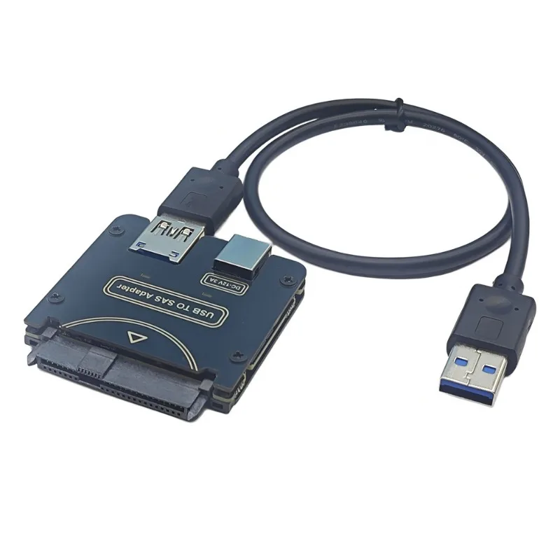 Hard Disk Drive Raid SAS 29Pin SFF-8482 To USB 3.0 Adapter with Chipset Power Port DC 5.5*2.1 Need 12V/3A Power Supply