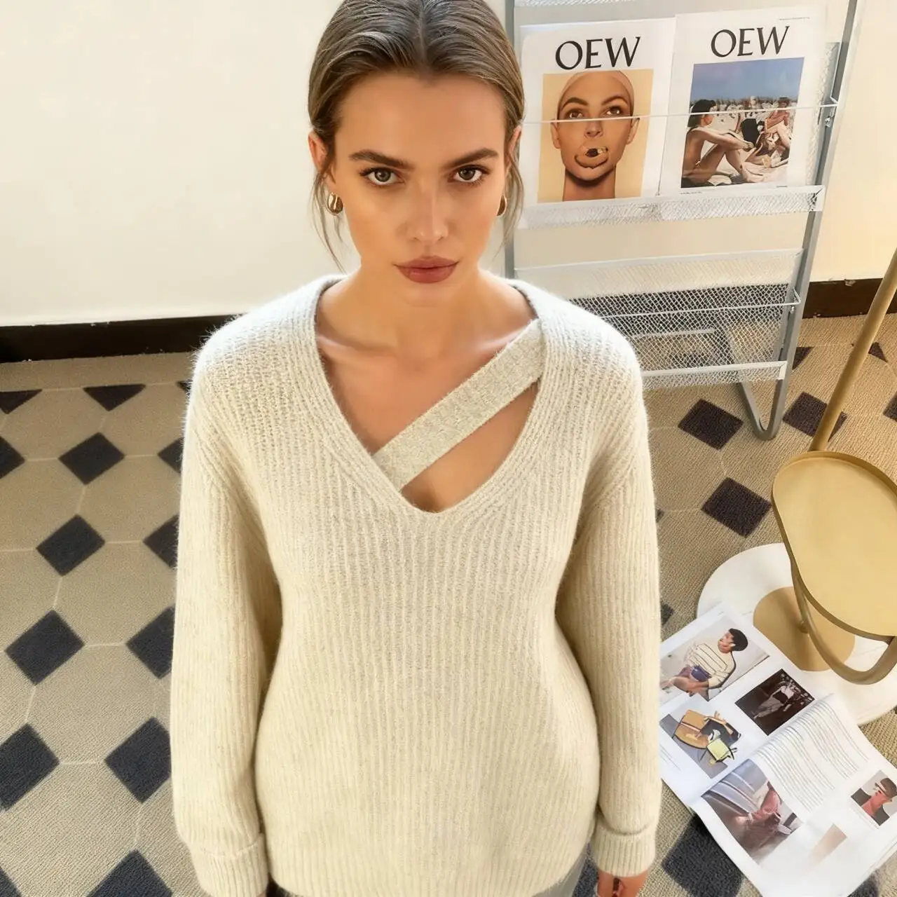 البلوزات لاعبا البلوفرات المرأة البلوز أنيقة رايون مثير Y2K الظهر شبه المجهزة مساء مطعم متطورة عبر أكثر من BF #5