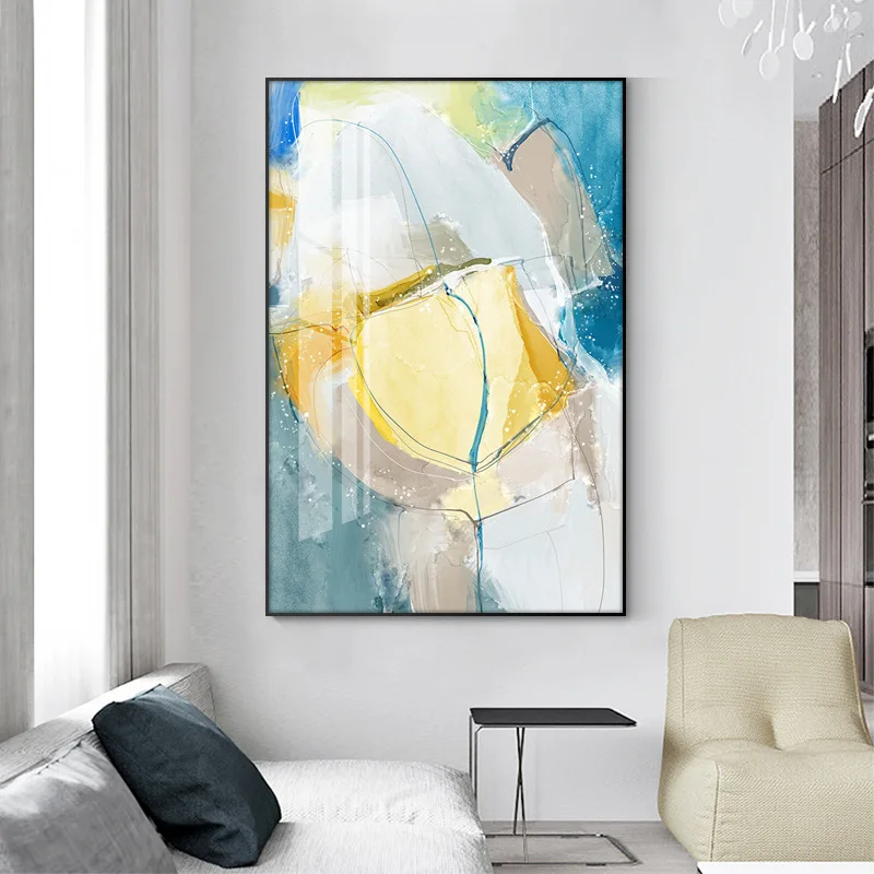 Modern Impressionist Style Oil Crystal Canvas Framed Silk Screen Printed Decorative Painting Abstract Line Simple Light Luxury