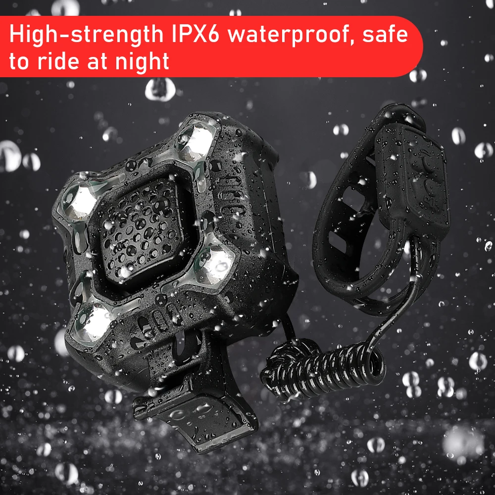 Sectyme Bicycle Light Horn Waterproof IPX6 Waterproof USB Charging Bike Headlight Flashlight 140dB 8 Adjustable Lighting Modes