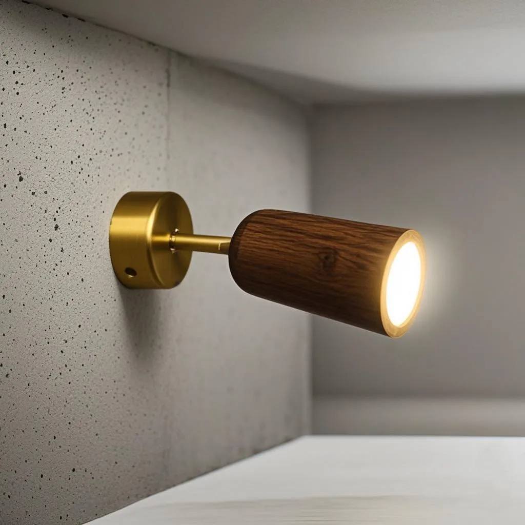 

Walnut Color Rotatable Wall Lamp Modern and Simple Living Room Corridor Entrance Sconce Light Bedroom Decoration Wall Lights