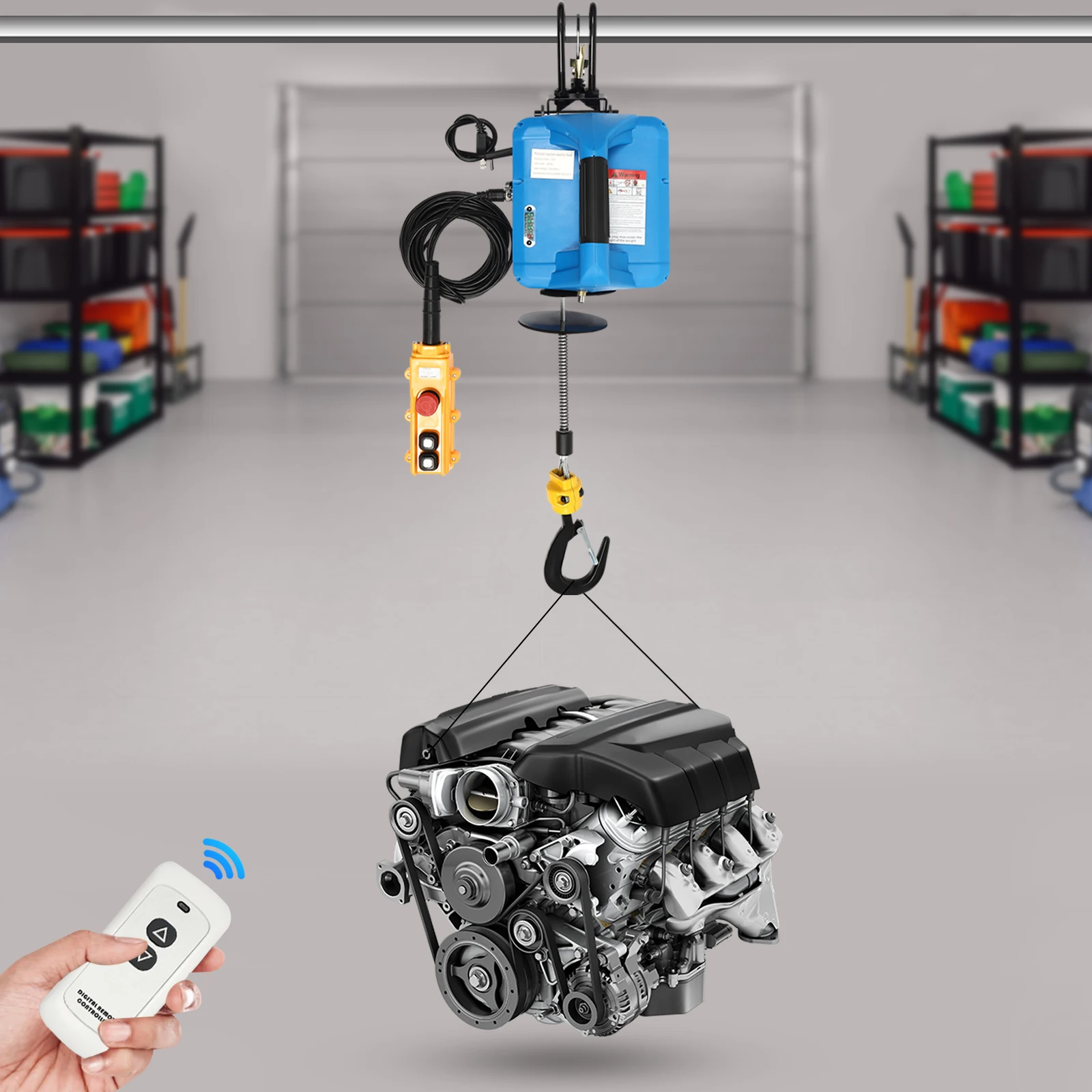 

Портативный электрический подъемник из синей марганцевой стали и алюминиевого сплава 45*27*27 см, 1100 фунтов, с двойным дистанционным управлением, набор для подъема грузов