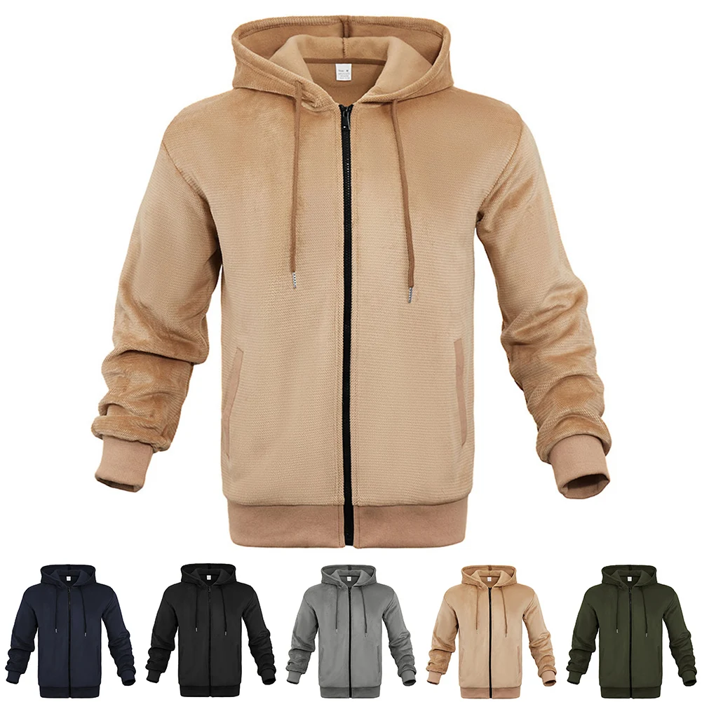 للذكور لباس غير رسمي فضفاض صالح القمم معطف بقلنسوة الكاكي كم طويل بلايز عادية موضة S-3XL أحجام نمط الصلبة