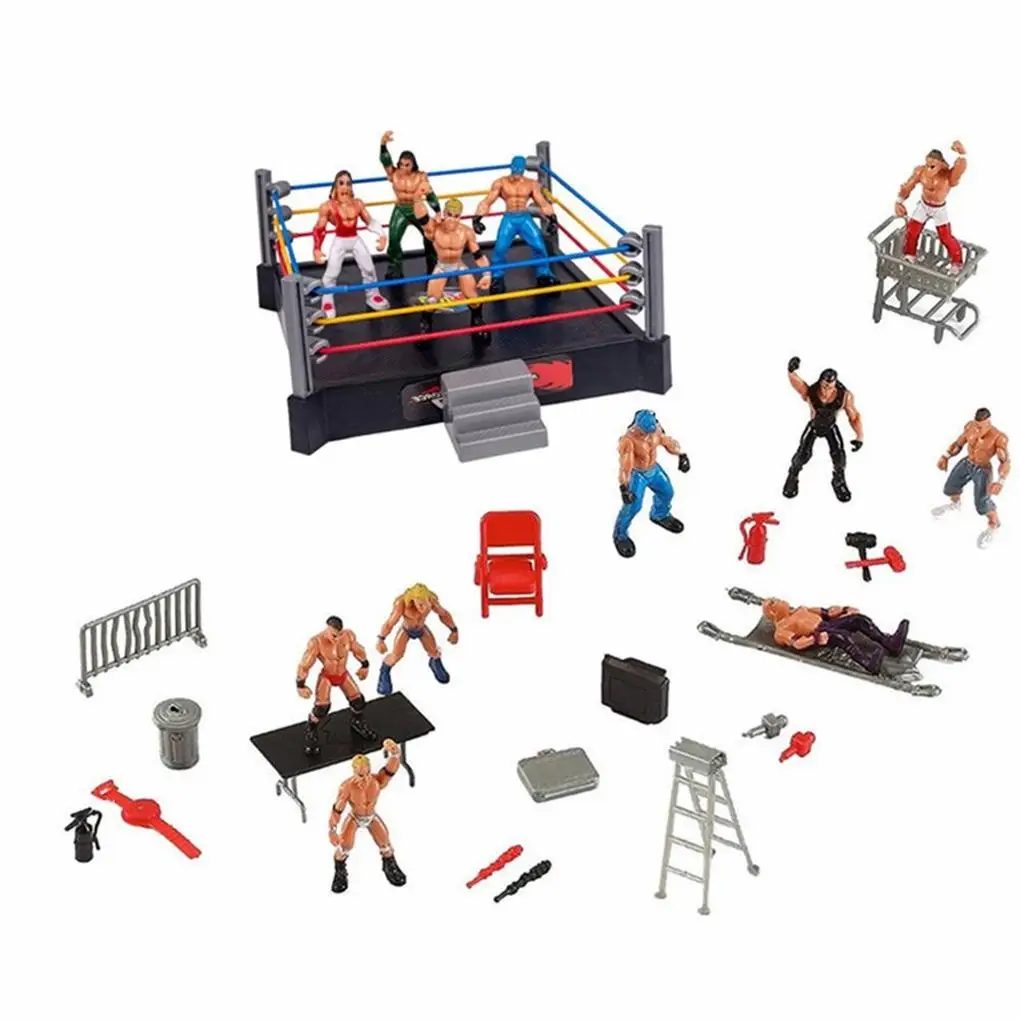 Fighting Toys Lightweight Wrestling Toy Wrestler Warrior Toys Wear-resistant Funny Wrestling Ring Set Kids Toys