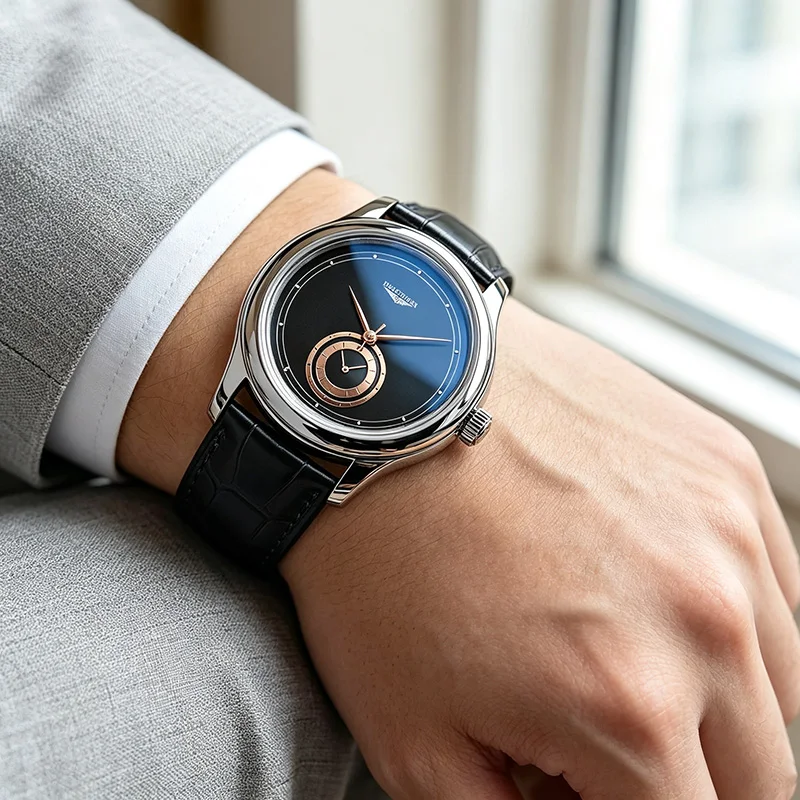 Classic Men‘s Quartz Watch with Fashion Metal Dial Leather Strap Man Watch Casual Business Male Clock Best Gift Choice Reloj view 2