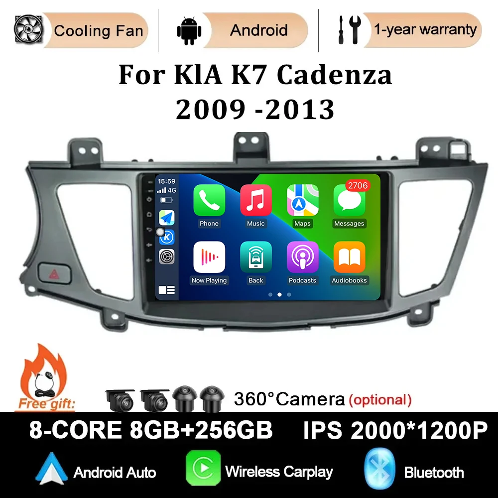 

Android 14 For KIA K7 Cadenza 2009 - 2013 WIFI 4G BT Car Radio Multimedia Navigation GPS Camera Auto Carplay Stereo Player 9inch