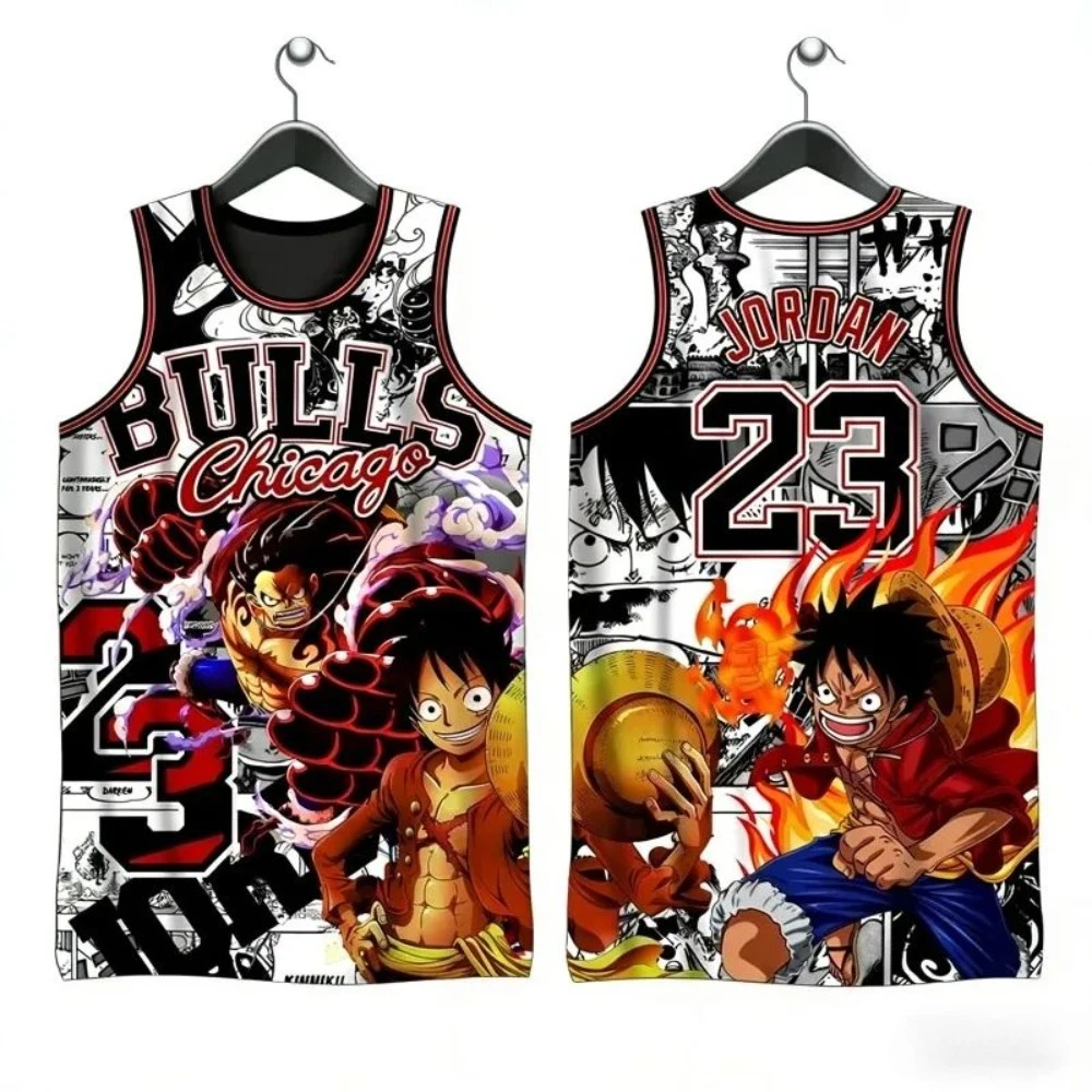 

2026 Summer One Piece Luffy Zoro Tatum No.0 Basketball Sleeveless Tees Loose Casual Sport Outdoor Fitness Breathable Vest