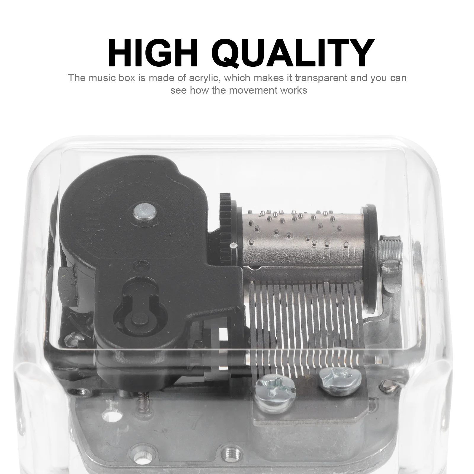

1Pcs Musical Box Movement Square Transparent Acrylic Clockwork Replacement Parts DIY Repair Fitting Rewind Small Movement