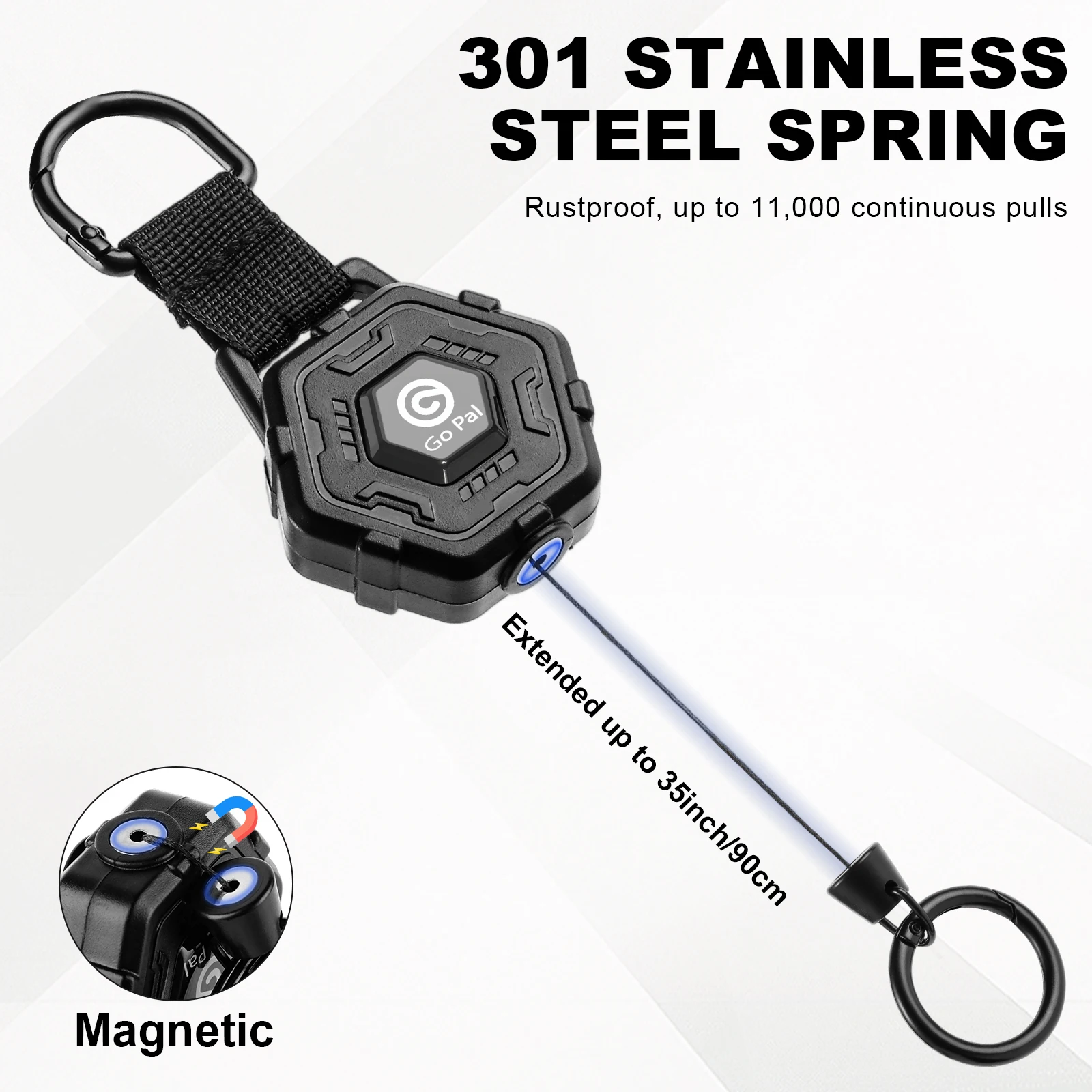 جديد شارة حامل تلسكوبي ABS الجسم سبائك الزنك مشبك مع سلسلة المفاتيح المغناطيس قابل للسحب هوك أداة سلسلة مفتاح حامل التكتيكية