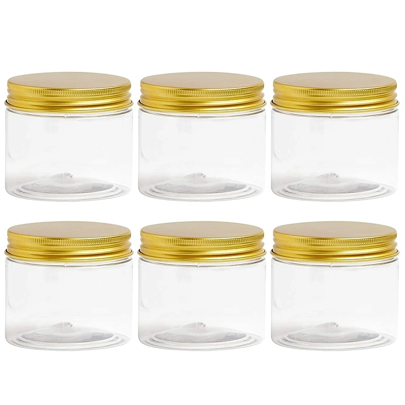 6Pcs Plastic Jar With Lid, Transparent Jar With Lid, Plastic Mason Jar, Cosmetic Storage Container, Slime Storage Jar