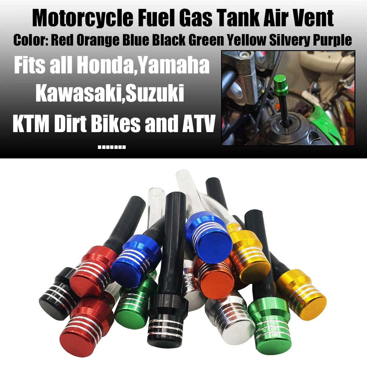 Motorcycle Gas Fuel Cap Single Way Valves VentBreather Hoses Tubes For Motocross ATV Quad Dirt PitBike Fuel Tank Breather Pipe