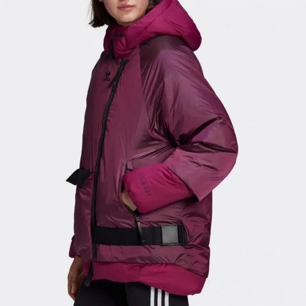 Adidas men and women with the same original genuine fashion windproof retro sports leisure down jacket red brown