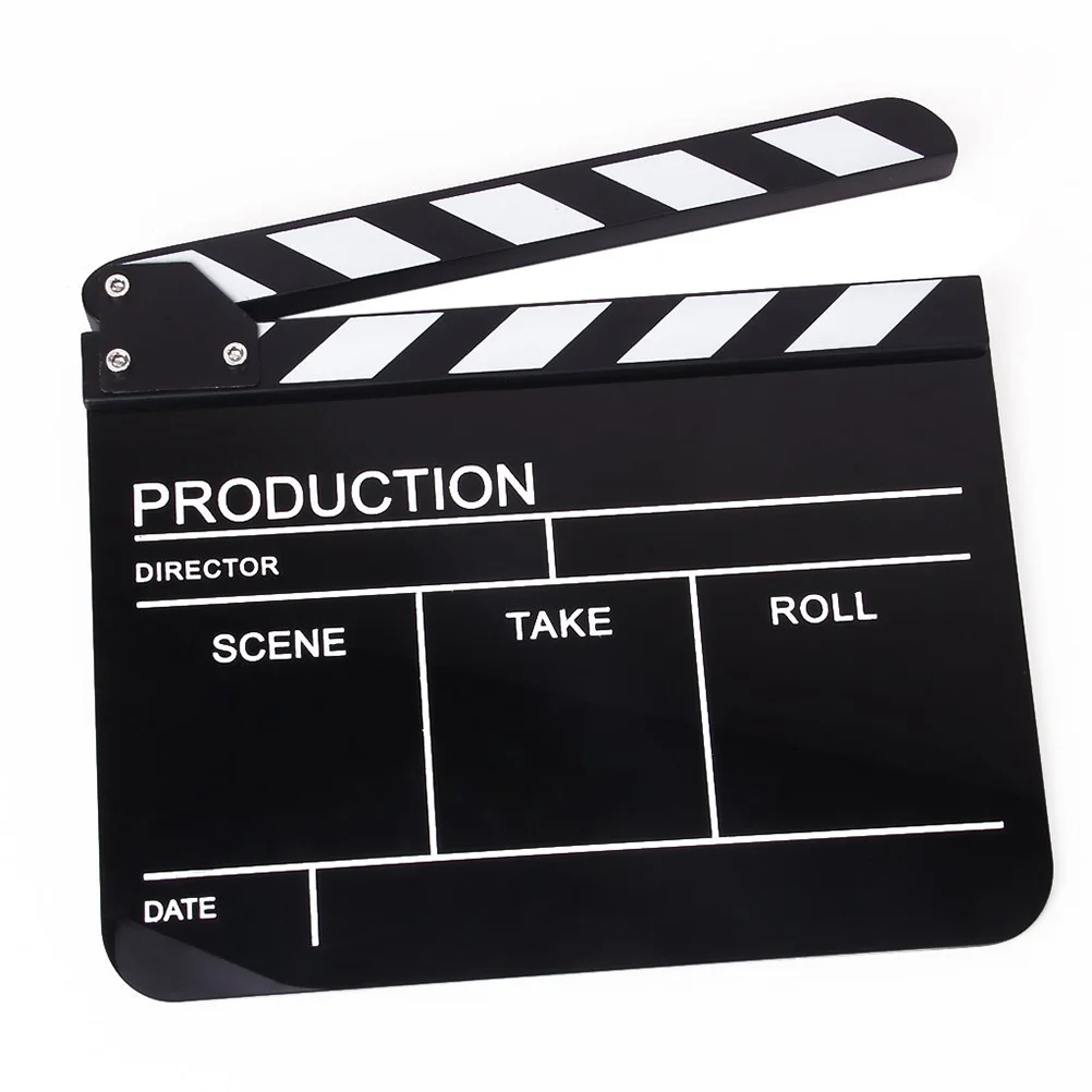 

Professional English Version Clapper Board 30x22 2cm Acrylic Wood Black White Film Movie Shooting Clapstick