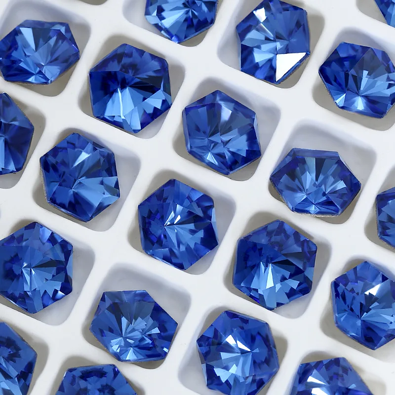 100pcs 8mm hexagonal diamond pointed bottom diamond nail beautifying product Fancai kaleidoscope shaped diamond decoration