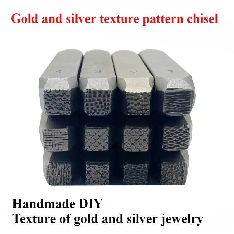 

Punch for Retro Bracelet Ring Making DIY Tool 9x9mm Texture Metal Stamp Round Square Jewelry Stamping