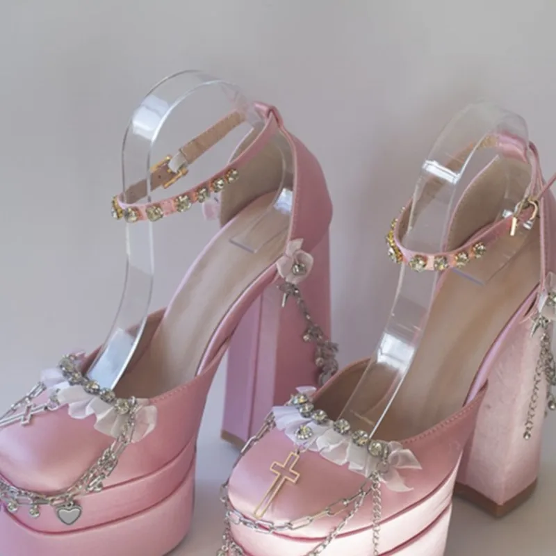 รองเท้าโลลิต้าทํามือ Y2g แพลตฟอร์มรองเท้าส้นสูง