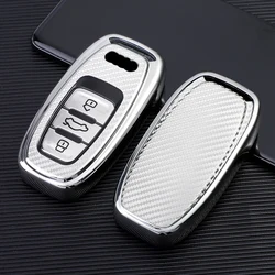 Carbon Fiber TPU Car Key Case Shell Cover Fob For Audi A1 A3 8V A4 B8 B9 A5 A6 C7 A7 A8 Q3 Q5 Q7 S4 S6 S7 S8 R8 TT Holder