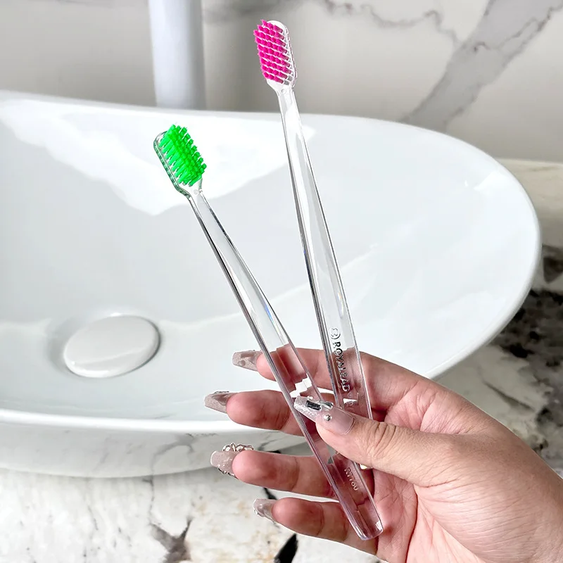 Dopamine Nylon Soft Bristle Toothbrush 2 Pack with Crystal Handle