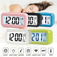 12/24h Digital Alarm Clock Home Bedside Battery Power Multifunction Snooze/Temperature Night Light Mute Calendar Alarm Clock