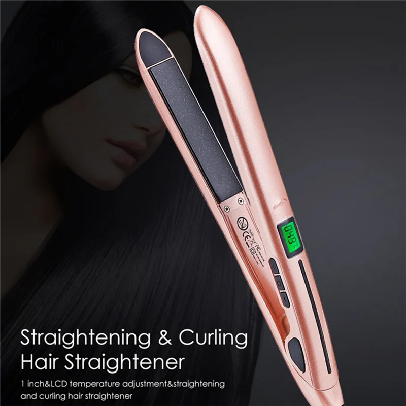 

2-in-1 Hair Straightener Flat Iron Hair Curling Irons Plates Heat Professional Hair Iron for Ptc Hair Iron US Plug