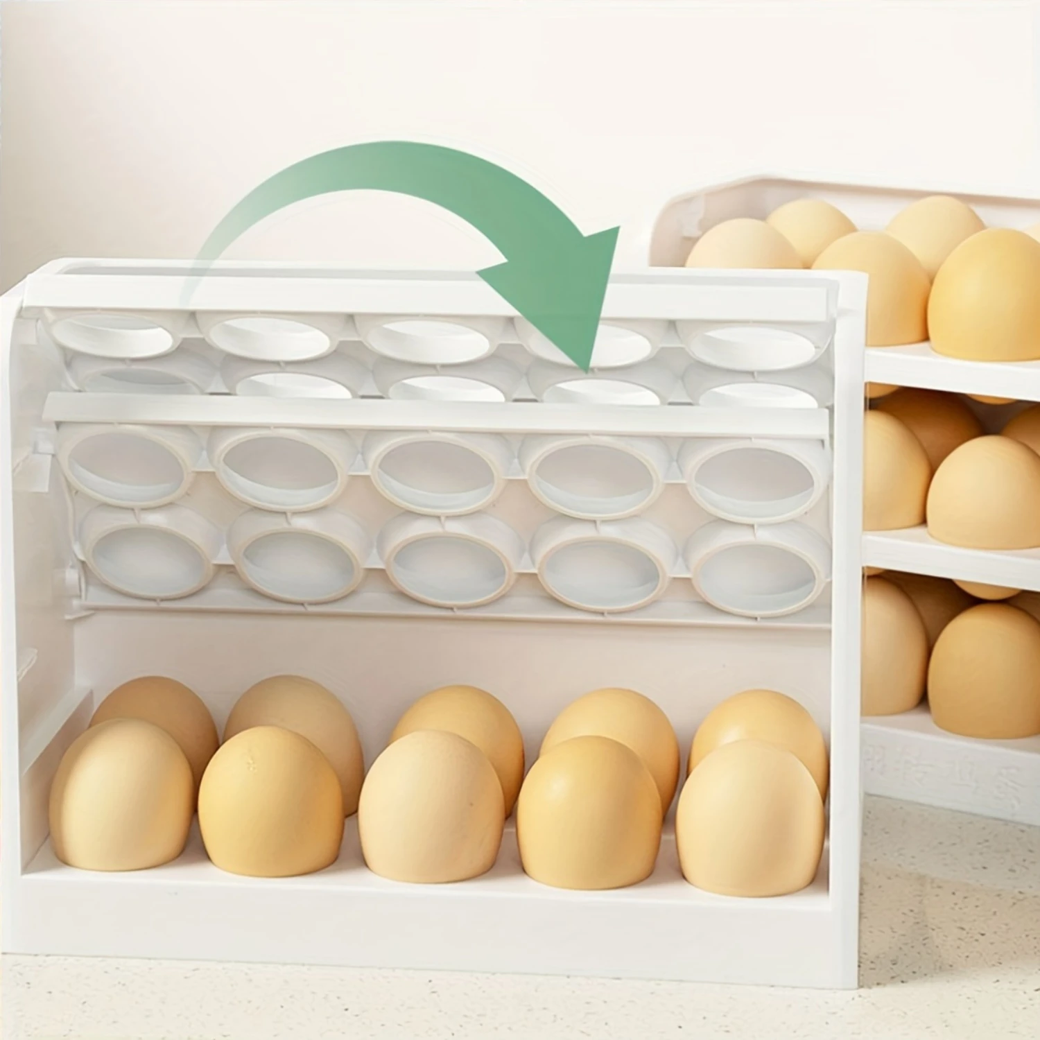 3-Layer Egg Holder for Refrigerator, 30-Cell Large Capacity Egg Tray, Food Contact Safe, Reusable Egg  Box