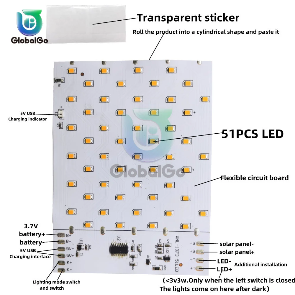 51pcs LED 3.7V Solar Torch Lamp Circuit Board Solar Flame Lamp Controller Simulation Solar Candle Lamp Lamp Board