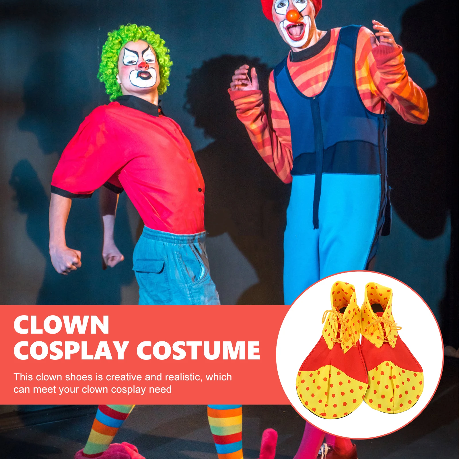 

Clown Shoes Adult Men Women Red Halloween Costume Oversized Bright Design Adjustable String Tie Reusable Cloth Shoes