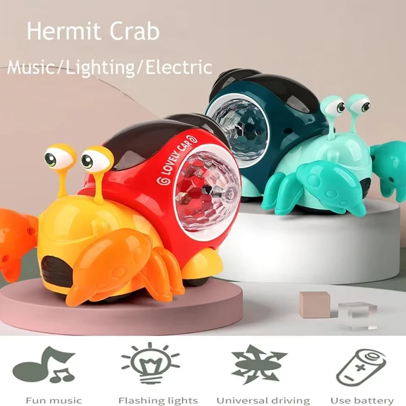 

Electric universal hermit crab colorful music and lighting projection cartoon crab children's puzzle toy without battery