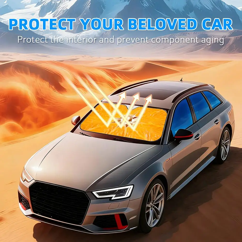Orange Creative Sun Visor Reusable Aluminum Foil Windshield UV Protection Heat Insulation Cover Foldable Sun Visor Shade