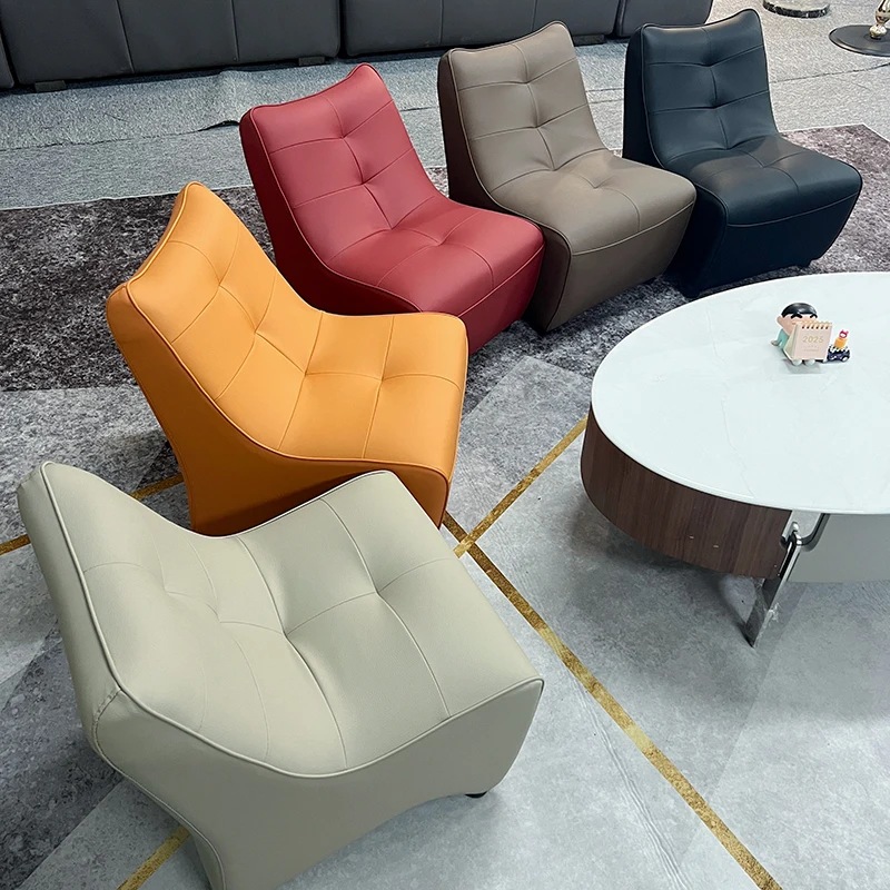 Customizable Sedie da soggiorno in pelle di design Divano Salone nordico Sedie da soggiorno moderne Camera da letto Relax