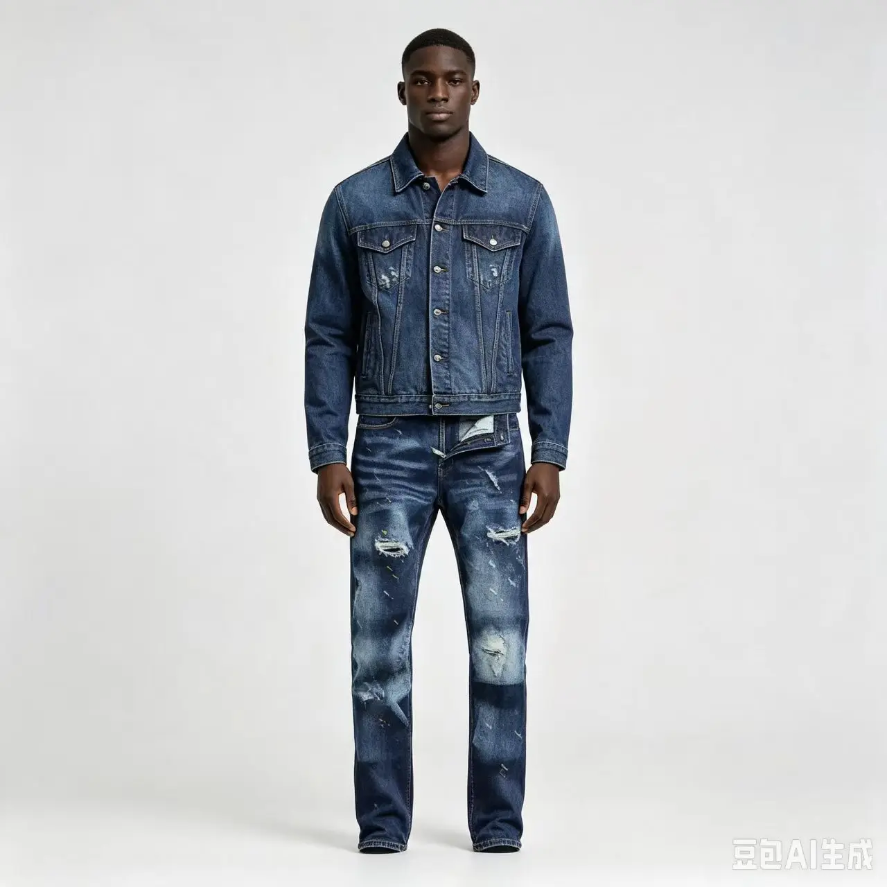 Y2KMen's High-Quality Slim Fit Jeans Retro Blue J High Street Fashion Nostalgic Stretch Painted Scratches Washed Water