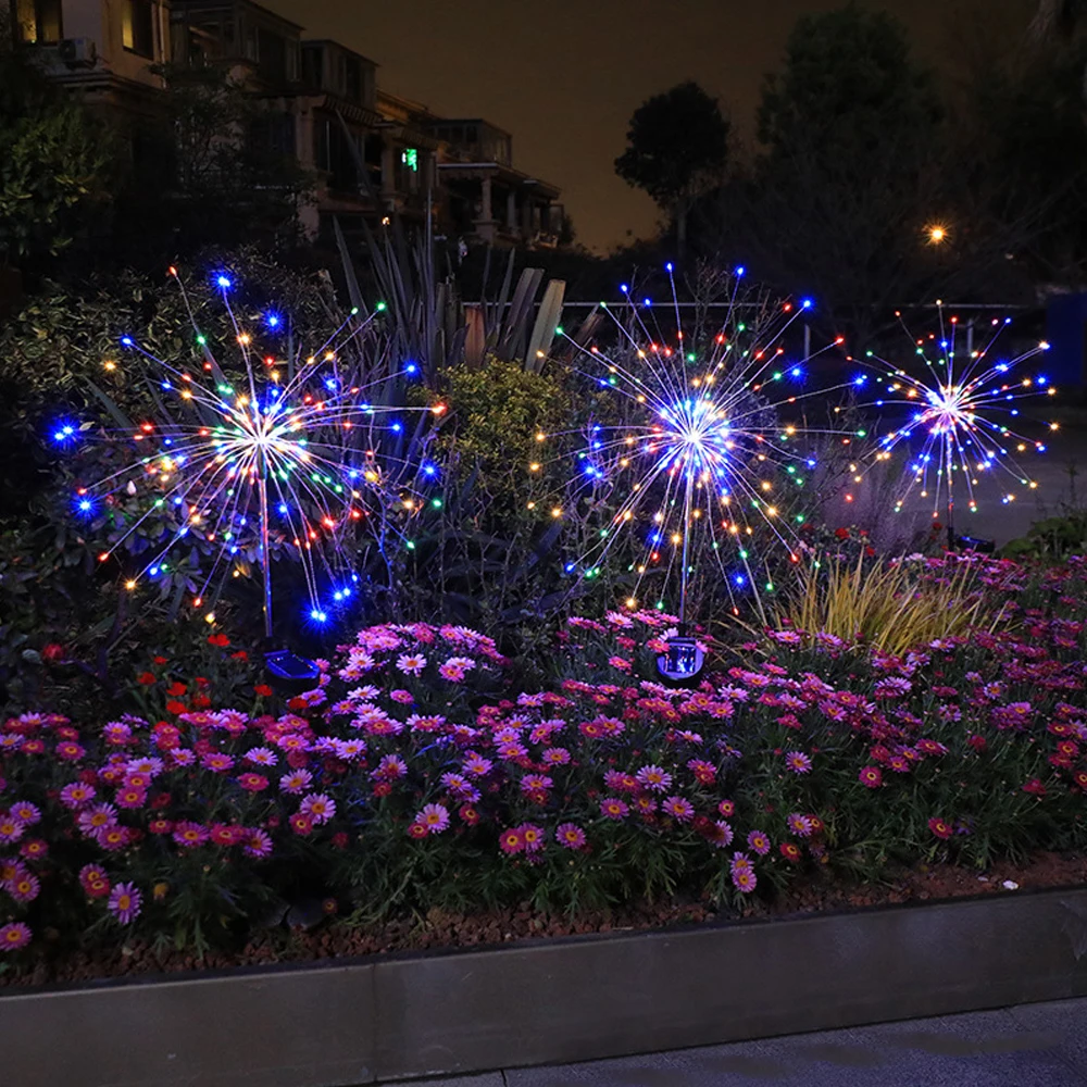 1PC Fuochi D'artificio Solari Lampada Decorativa Erba Esterna Globo Dente di Leone Flash String Lucine 200LED per Giardino Prato Luce Vacanza