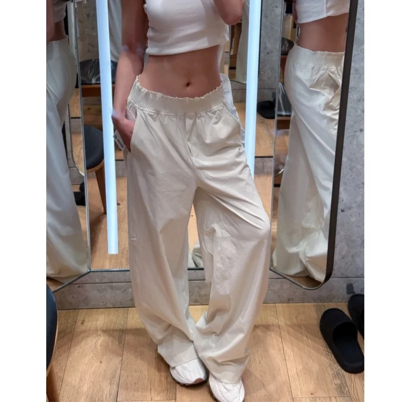 الخصر الدانتيل مطوي واقية من الشمس سراويل تقليدية المرأة عادية بنطال ذو قصة أرجل واسعة الخصر Gored اللولو حماية الشمس فضفاضة تناسب سراويل طويلة #1