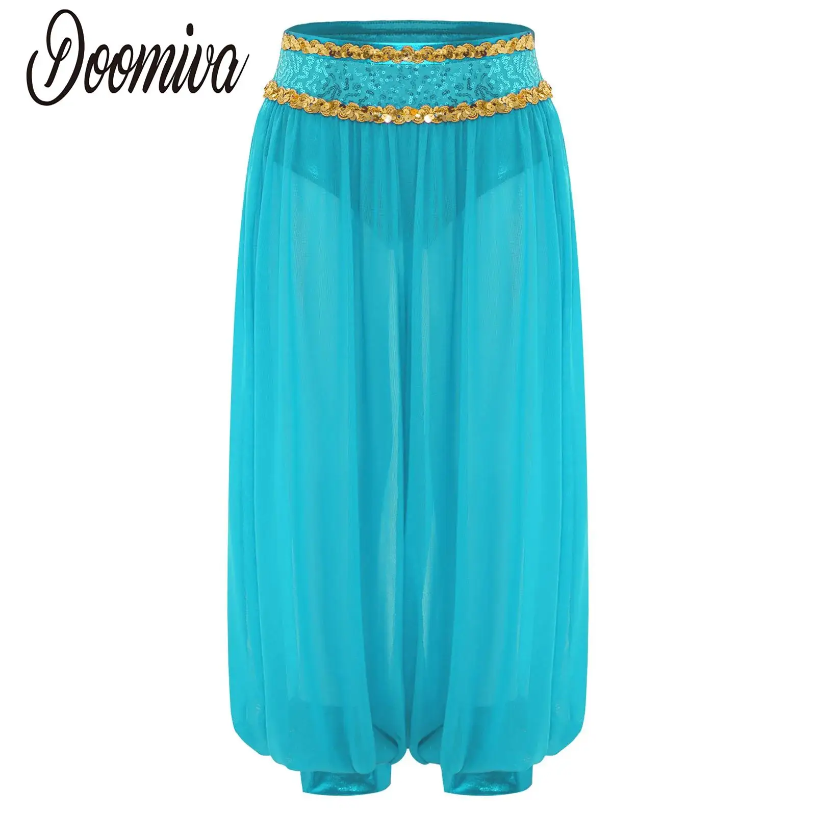 

Kid Girls Belly Dance Pants Halloween Princess Costume Sheer Mesh Bloomers Halloween Party Trousers Fairy Tale Stage Performance