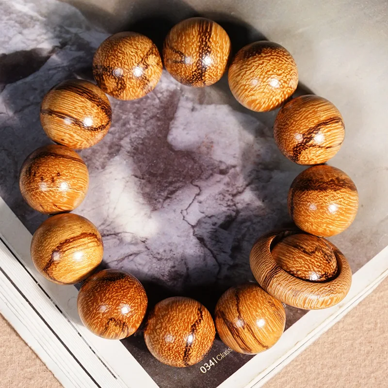 Brazilian agarwood marble with running rings for handling, wooden string bracelet, prayer beads, wood