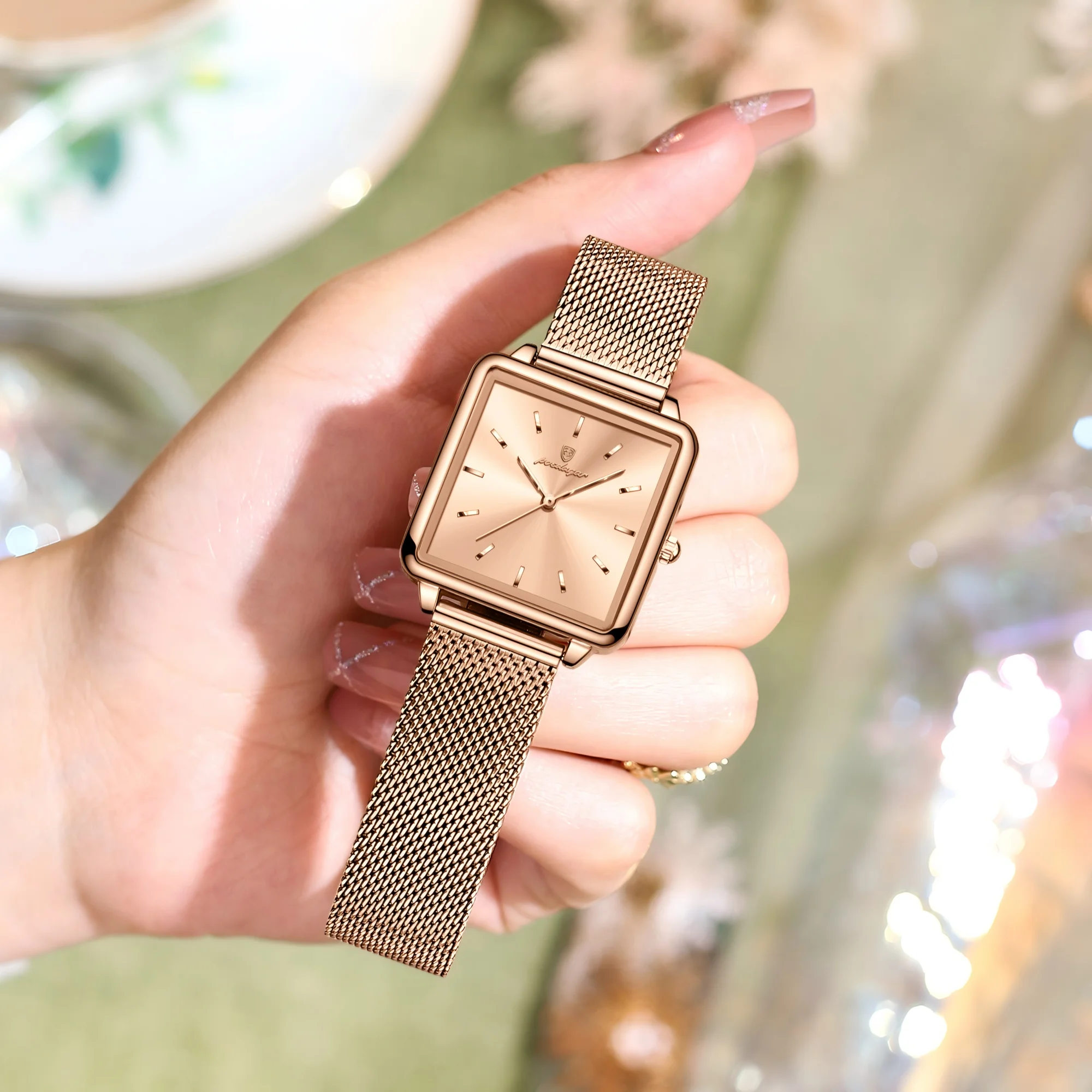 

POEDAGAR Square Fashion Ladies Watch Waterproof Stainless Steel Mesh Watch For Woman Quartz Elegant Casual Women's Watches Reloj