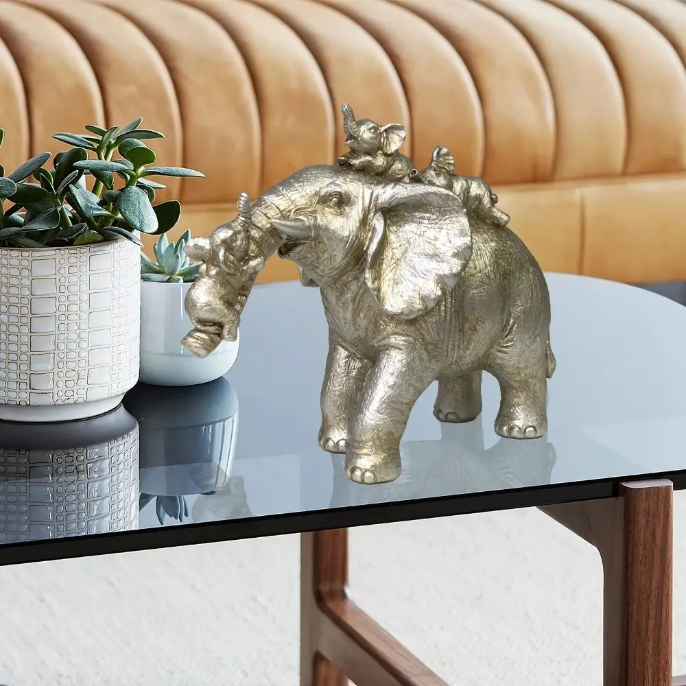 

Cute Lucky Elephant Figurine Realistic Handmade Animal Statue Resin Crafts Simulation Elephant Model Home Office Decoration