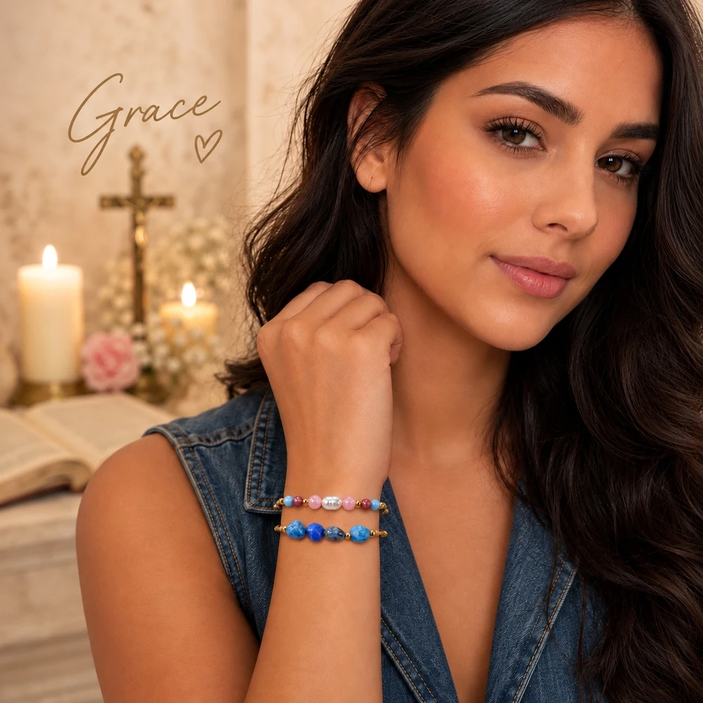 2pcs Women's Adjustable Sliding Knot Beaded Bracelet with Pink Blue Burgundy Round Beads and Central White Oval Bead