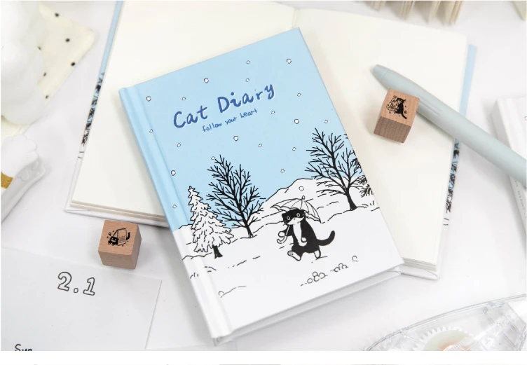Journal GO 200 Stück Katzen-Tagebuch, Hardcover-Notizbuch, niedliches Tagebuch mit schwarzem Katzen- und Baummuster, Sammelalbum, Schul- und Bürobedarf, Schreibwaren – Detail 18