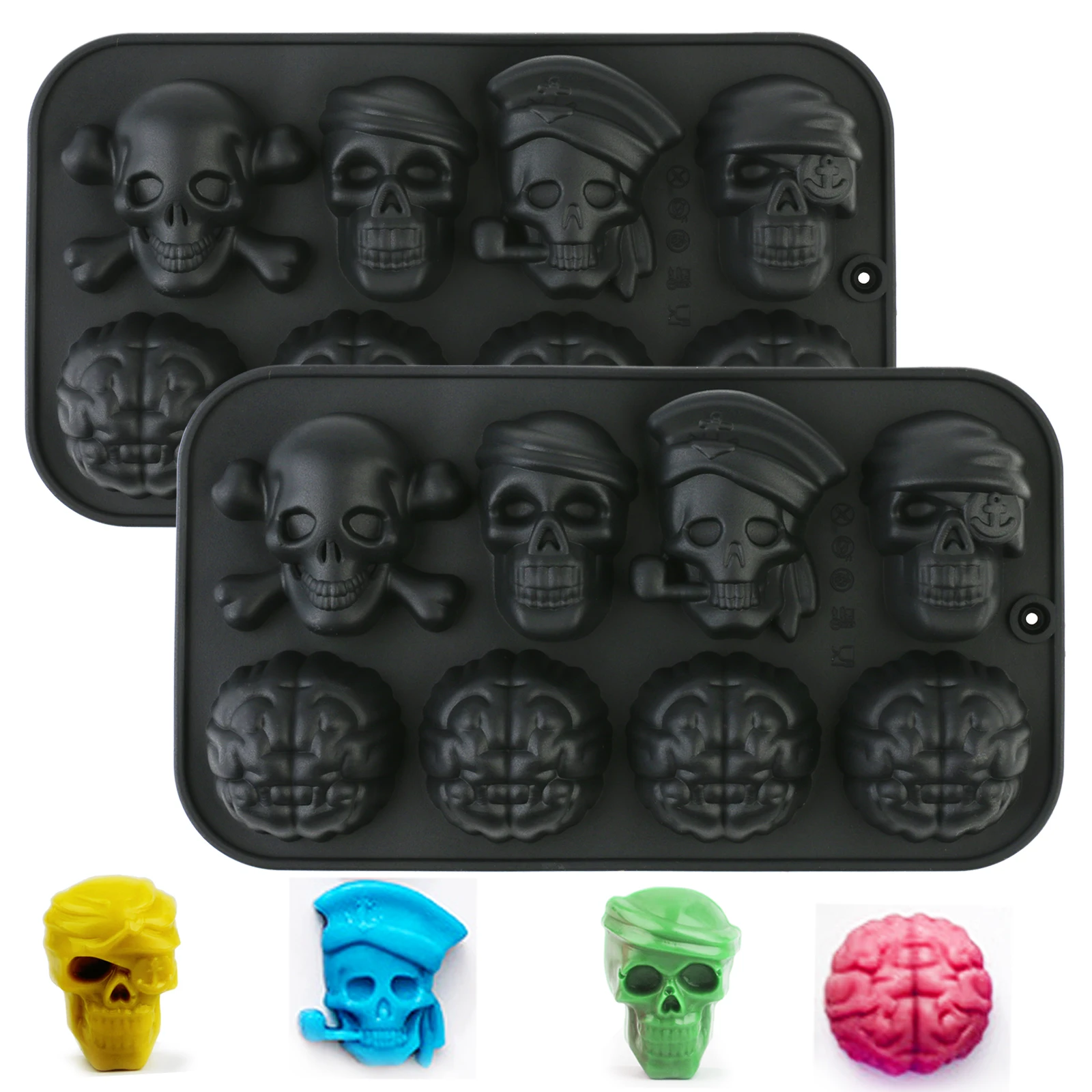Molde de silicona para chocolate con diseño de calavera, para hacer postres de chocolate, pasteles, gelatina y pudín, 1 unidad