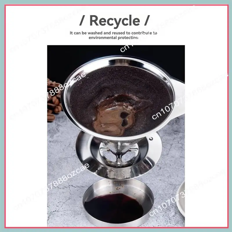A26P 커피 필터 드리퍼에 붓는 재사용 가능한 스테인레스 스틸 드립 커피 메이커 콘 커피 메쉬 필터 1-4 컵