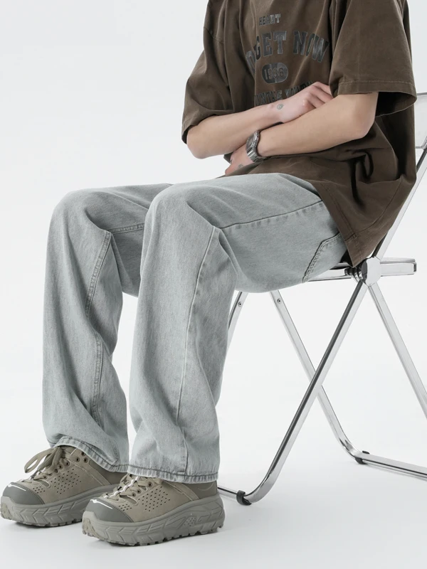 

Men's Straight Leg Jeans Spring Autumn Cotton Denim High Street Sle Comfortable Wear Resistant Trousers Faionable Youthwear