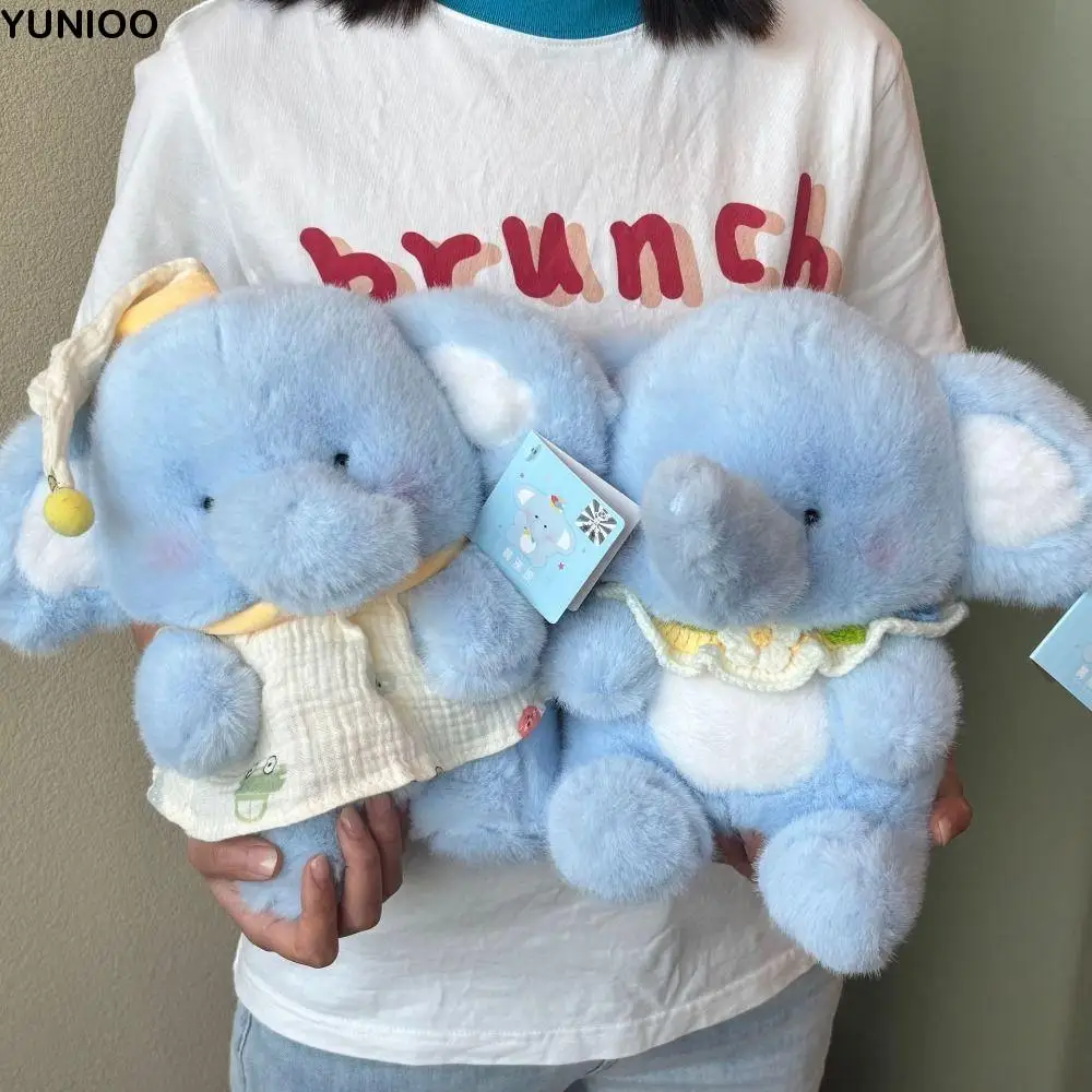 

PP Cotton Elephant Plush Toy Soft Interactive Elephant Wearing Plush Doll Cartoon Handmade Huggable Animal Plush Toy Home Decor